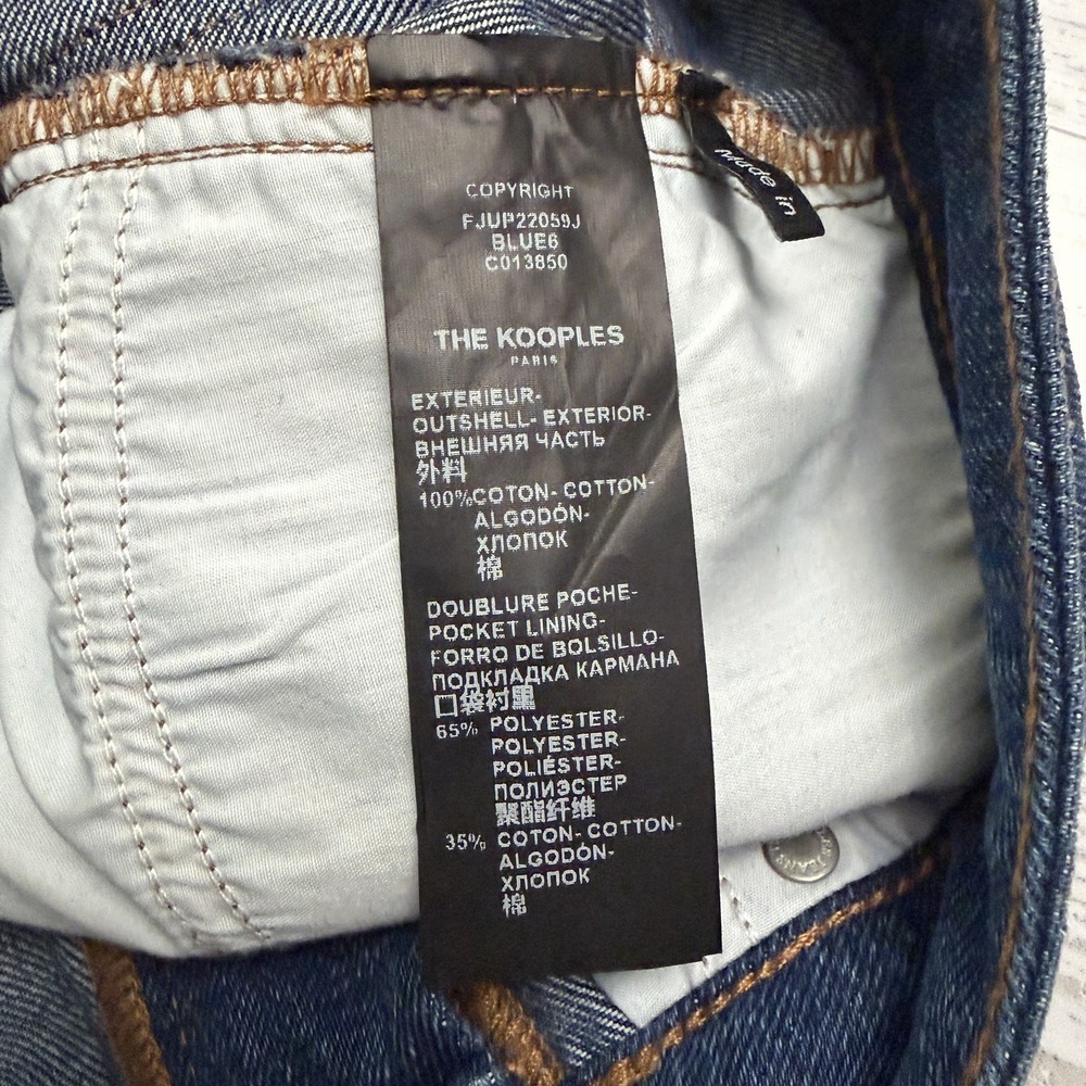 The Kooples Paris Patchwork Denim Mini Skirt Frayed Edge Size 2 - Picture 7 of 7